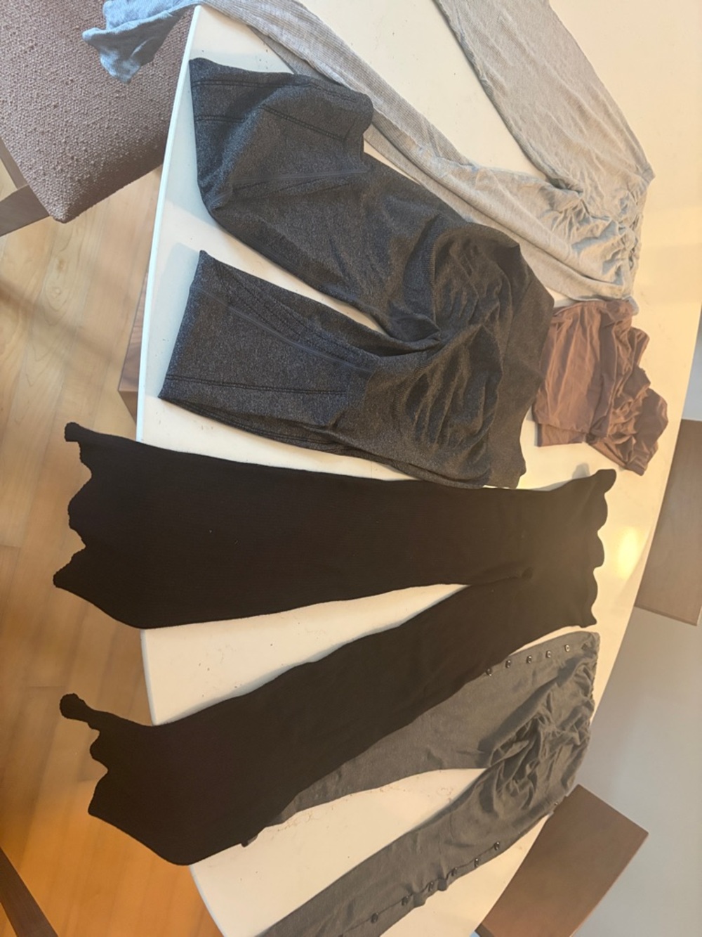 Mixed Ribbed and Knit Leggings Bundle - Black, Gray, Taupe - Picture 2 of 5